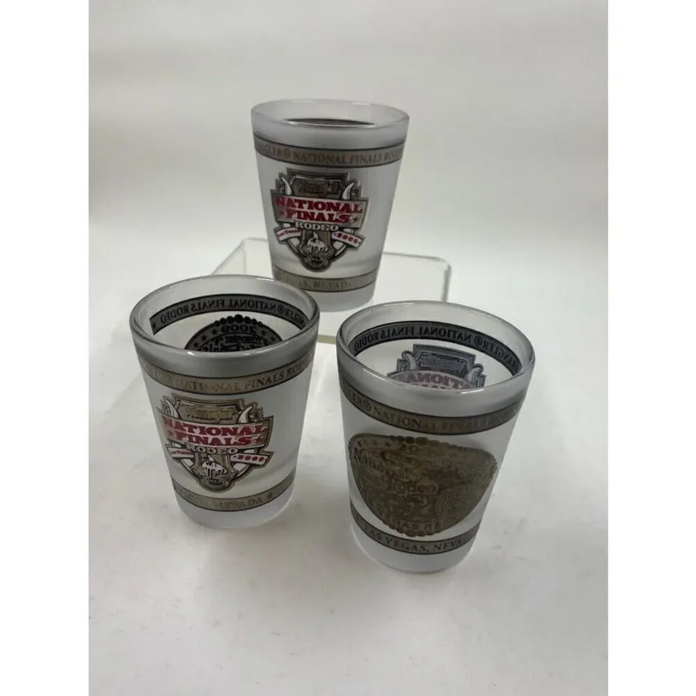 Wrangler National Finals Rodeo Frosted Shot Glass 2009 Las Vegas NFR Lot Of 3